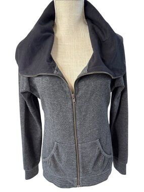 Vintage Guess Womens Gray Zip-Up Jacket W/Oversized Collar/Pockets M